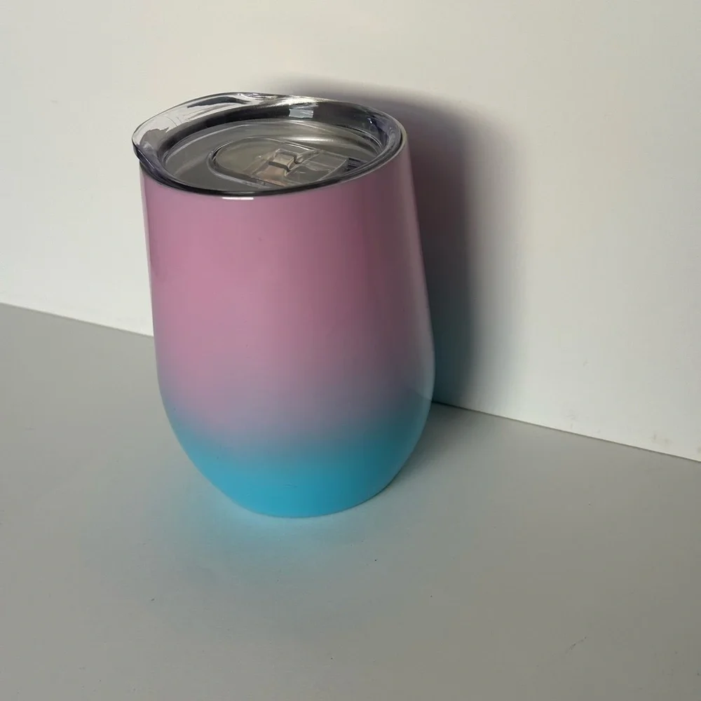 Insulated Ombré Pink and Blue Wine Tumbler